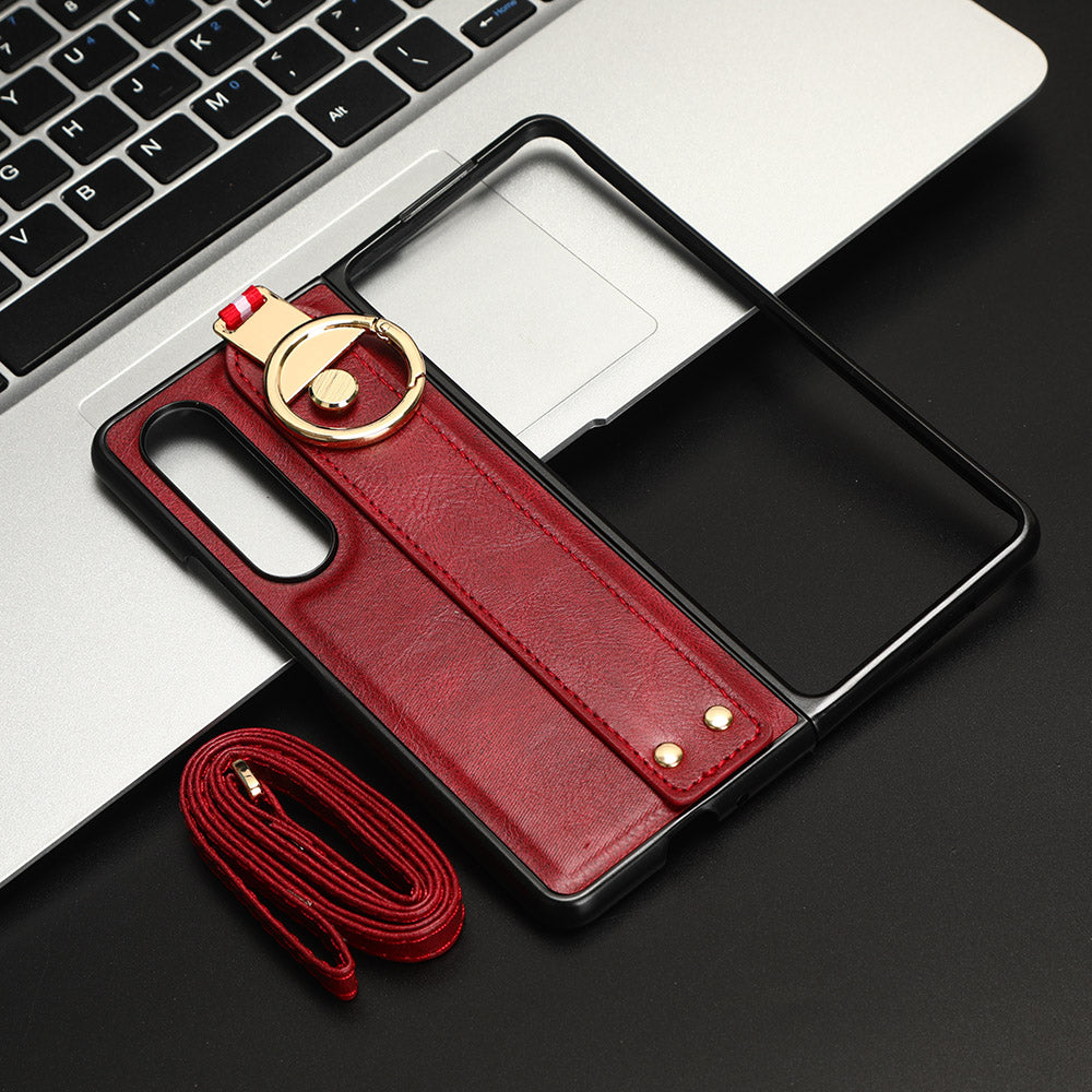 Telefoncover til Samsung Galaxy Z Fold4 5G Armbånd Læderbelægning PC TPU-etui med nakkestrop Telefoncover til Samsung Galaxy Z Fold4 5G Armbånd Læderbelægning PC TPU-etui med nakkestrop